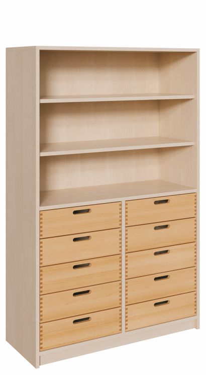 K Kombinationsschrank 160 x 102 cm, 10 Massivholzschübe/Regal